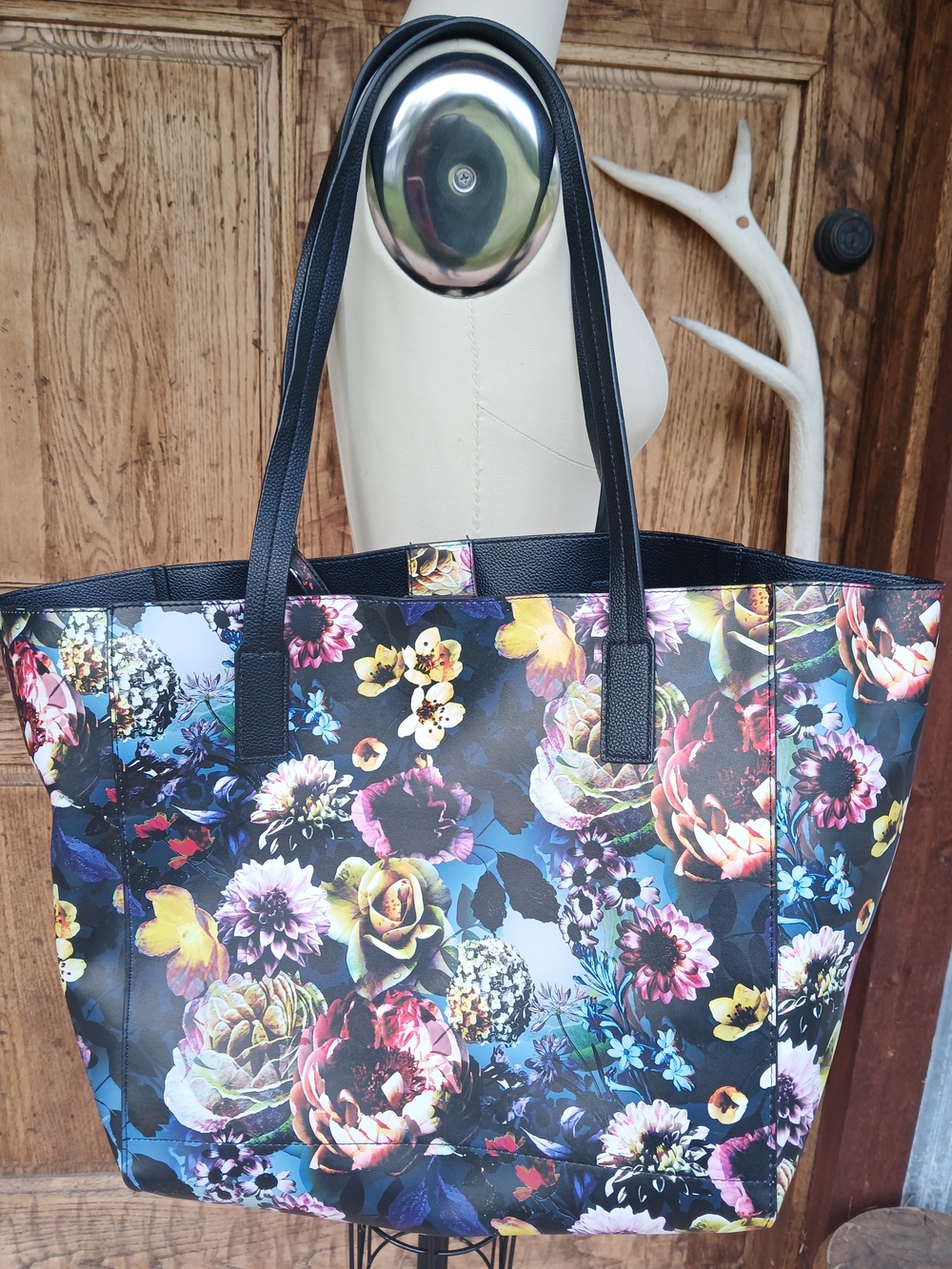 2 Piece Botanical Floral Tote With Matching Zip Pouch New Without Tags